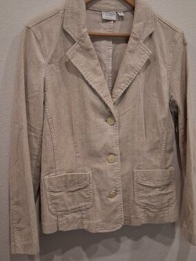 Sonoma Life Style Beige Stretch Corduroy Jacket Blazer Button Front Size M